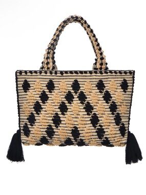 GUADALUPE Woven ALLEGRA Tote Bag with Black Pattern